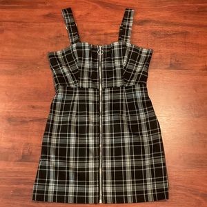 Plaid Black & Gray Jumpsuit Dress